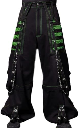 Womens Gothic Punk Cargo Pants High Waist Flare Pants Wide Leg